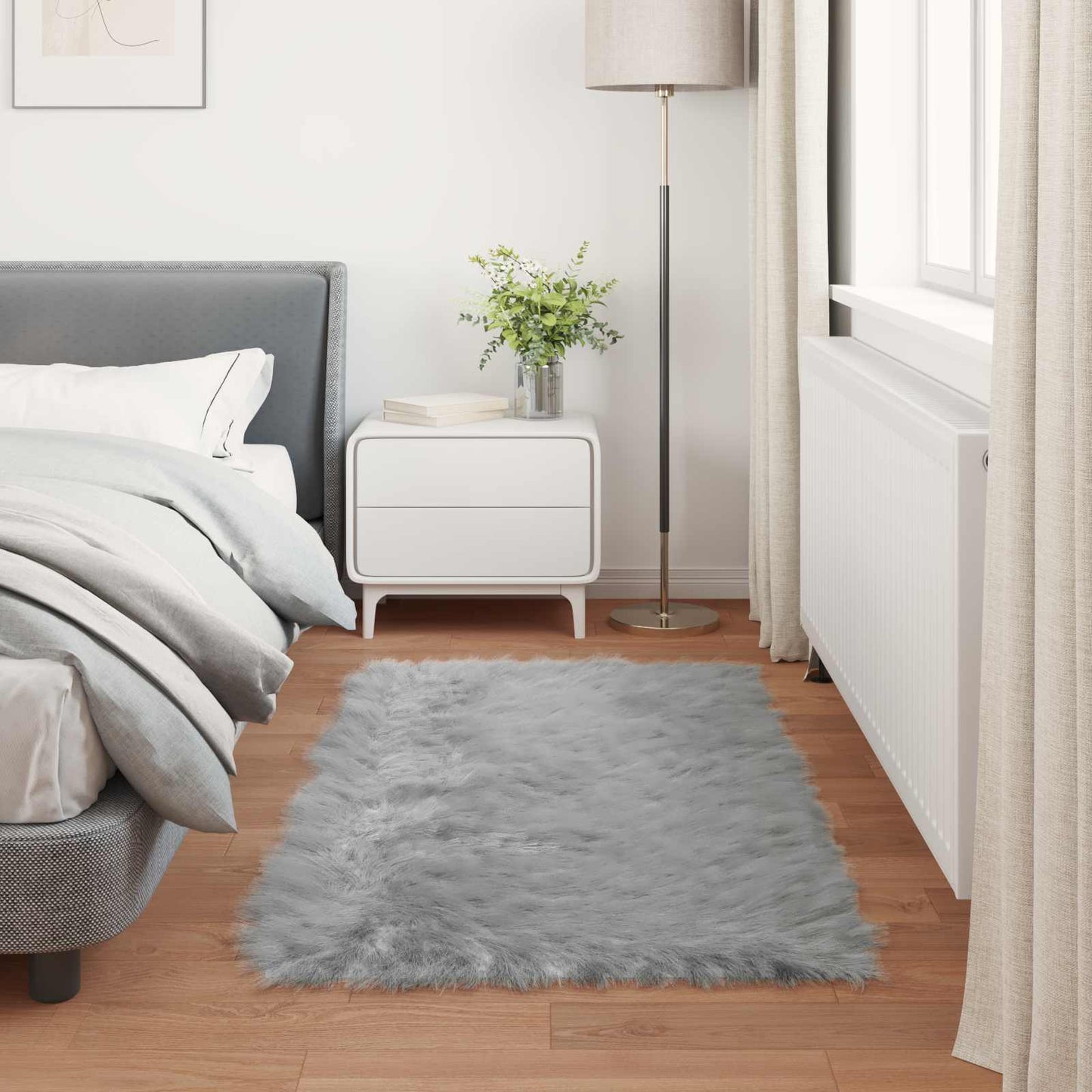 Fuskobbel lammeskindstæppe TAFALLA Grå 60 x 110 cm Polyester