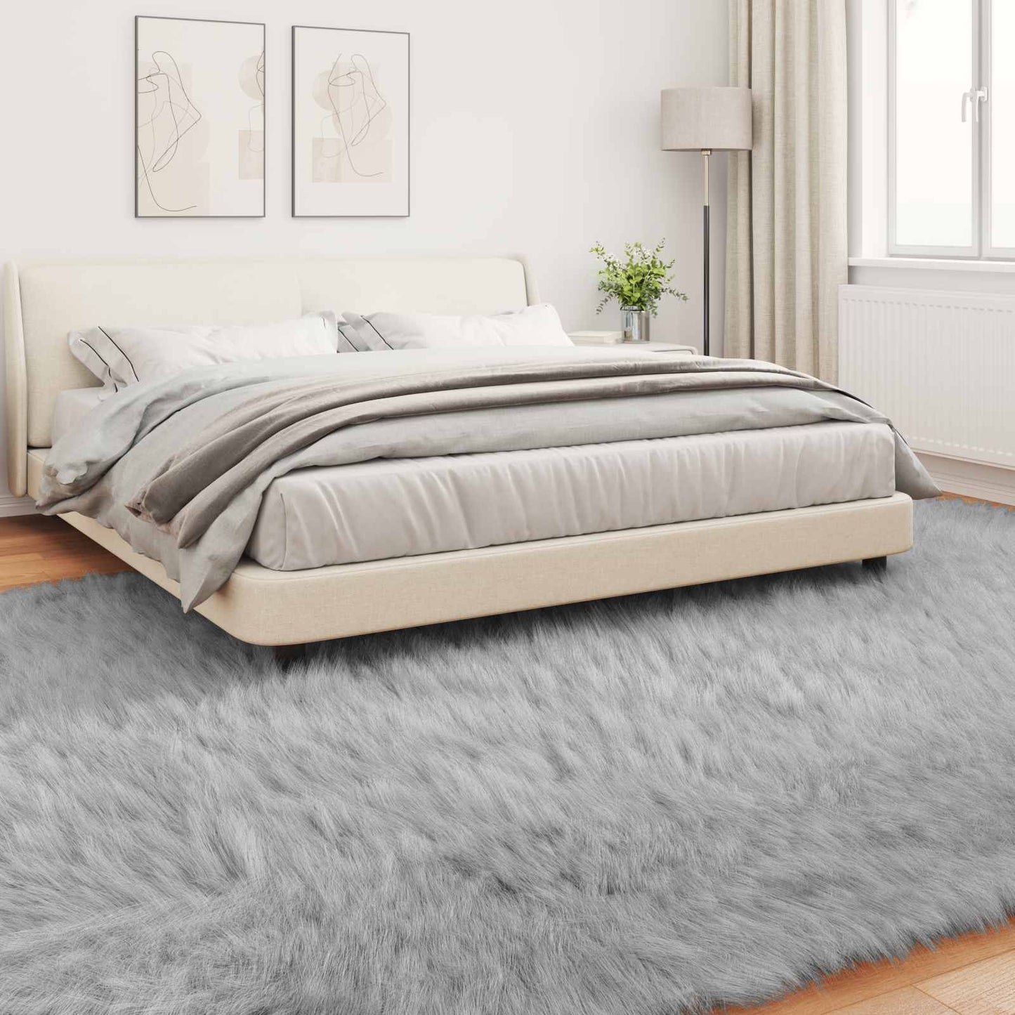 Fuskobbel lammeskindstæppe TAFALLA Grå 240 x 340 cm Polyester