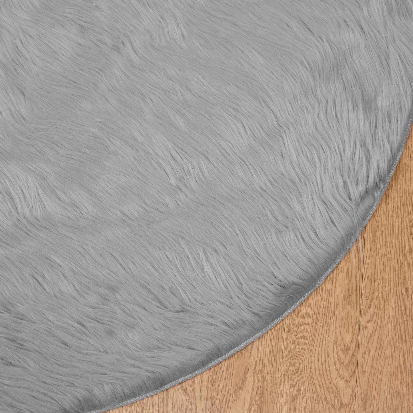 Fuskobbel lammeskindstæppe TAFALLA Grå Ø 100 cm Polyester