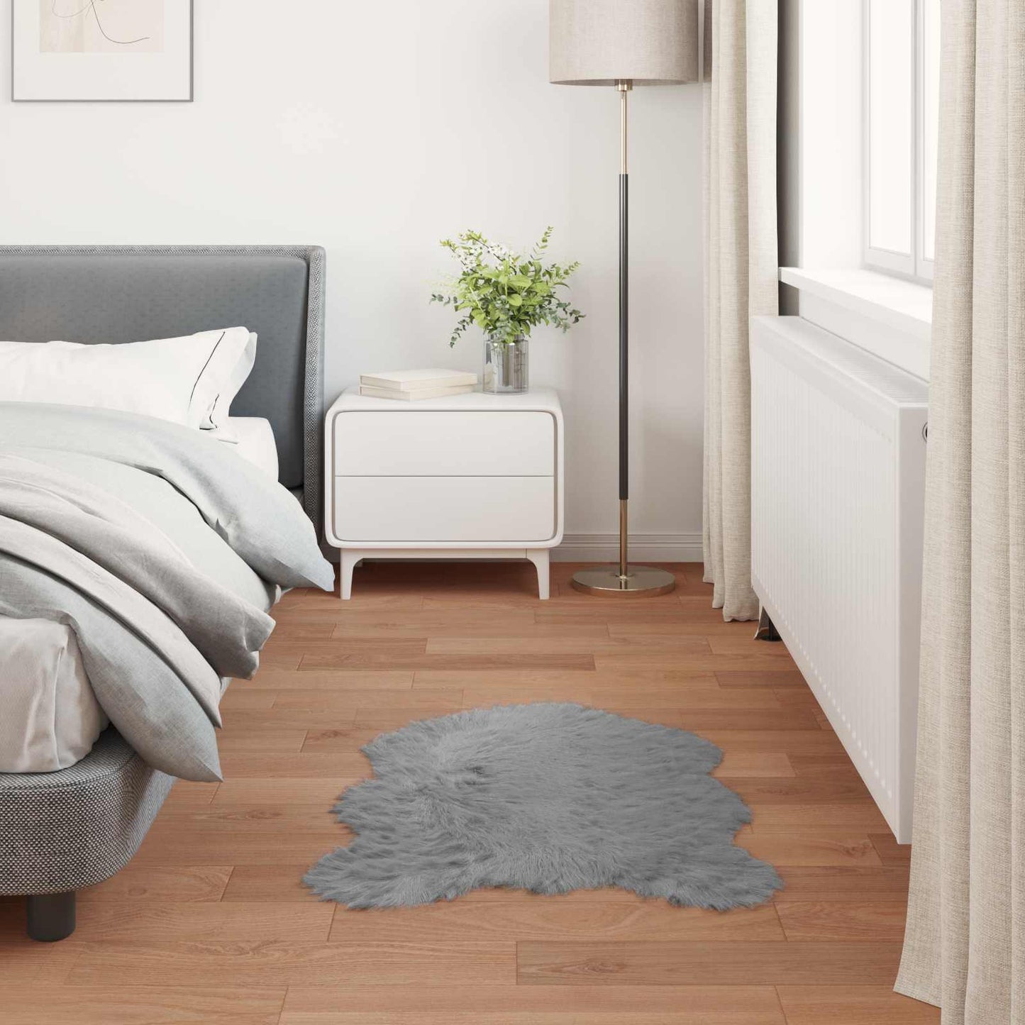 Fuskobbel lammeskindstæppe TAFALLA Grå 60 x 90 cm Polyester