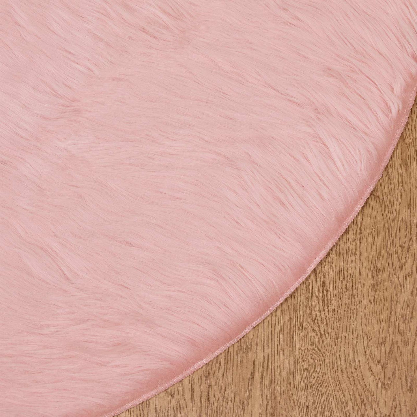 Fuskobbel lammeskindstæppe TAFALLA Lyserød Ø 160 cm Polyester
