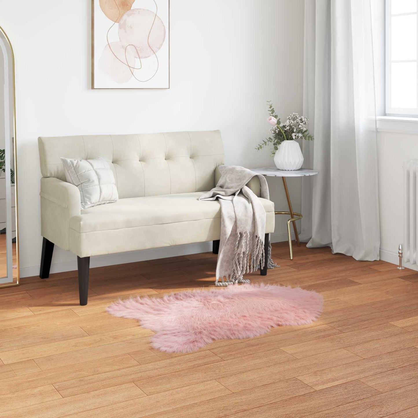 Fuskobbel lammeskindstæppe TAFALLA Lyserød 60 x 90 cm Polyester