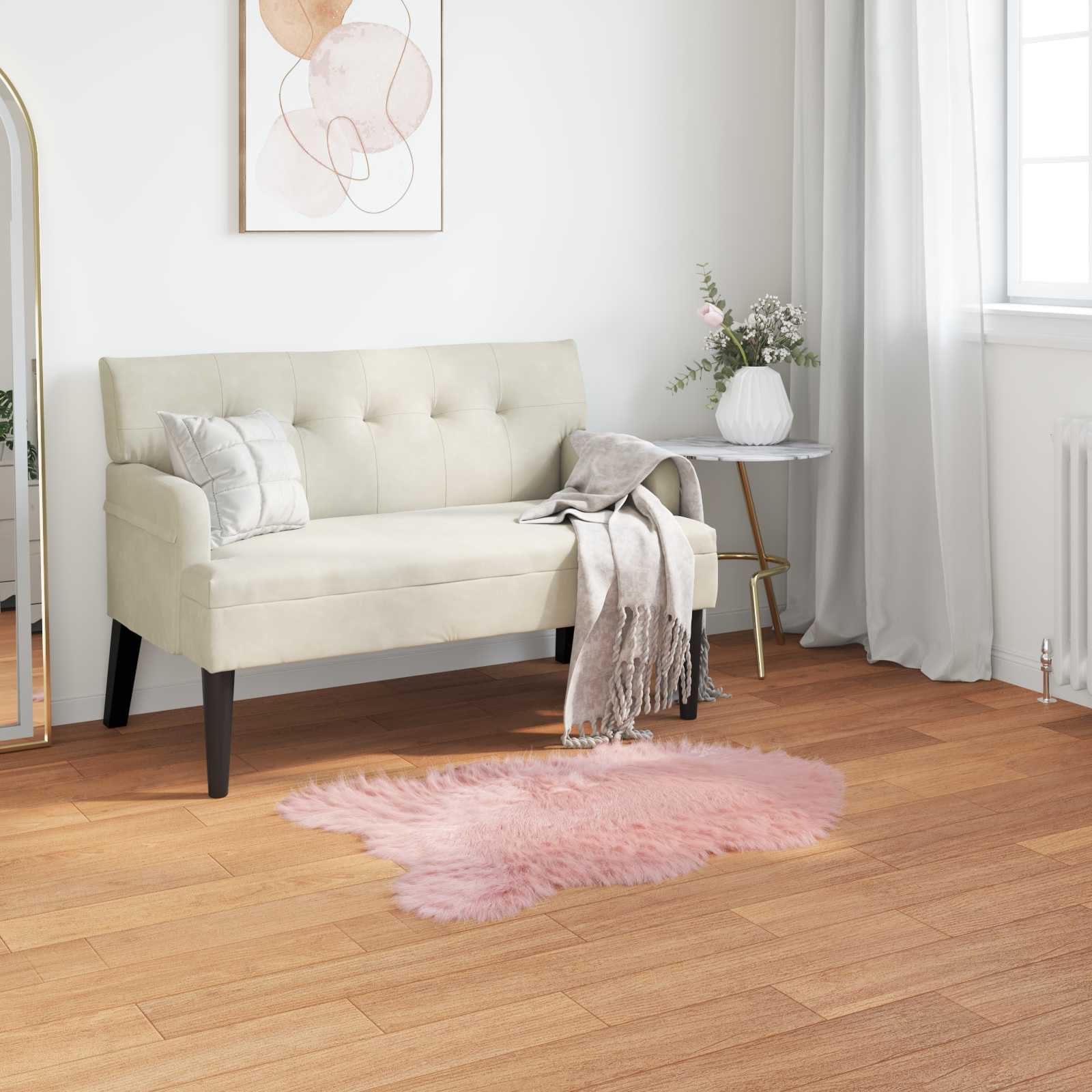 Fuskobbel lammeskindstæppe TAFALLA Lyserød 80 x 120 cm billede