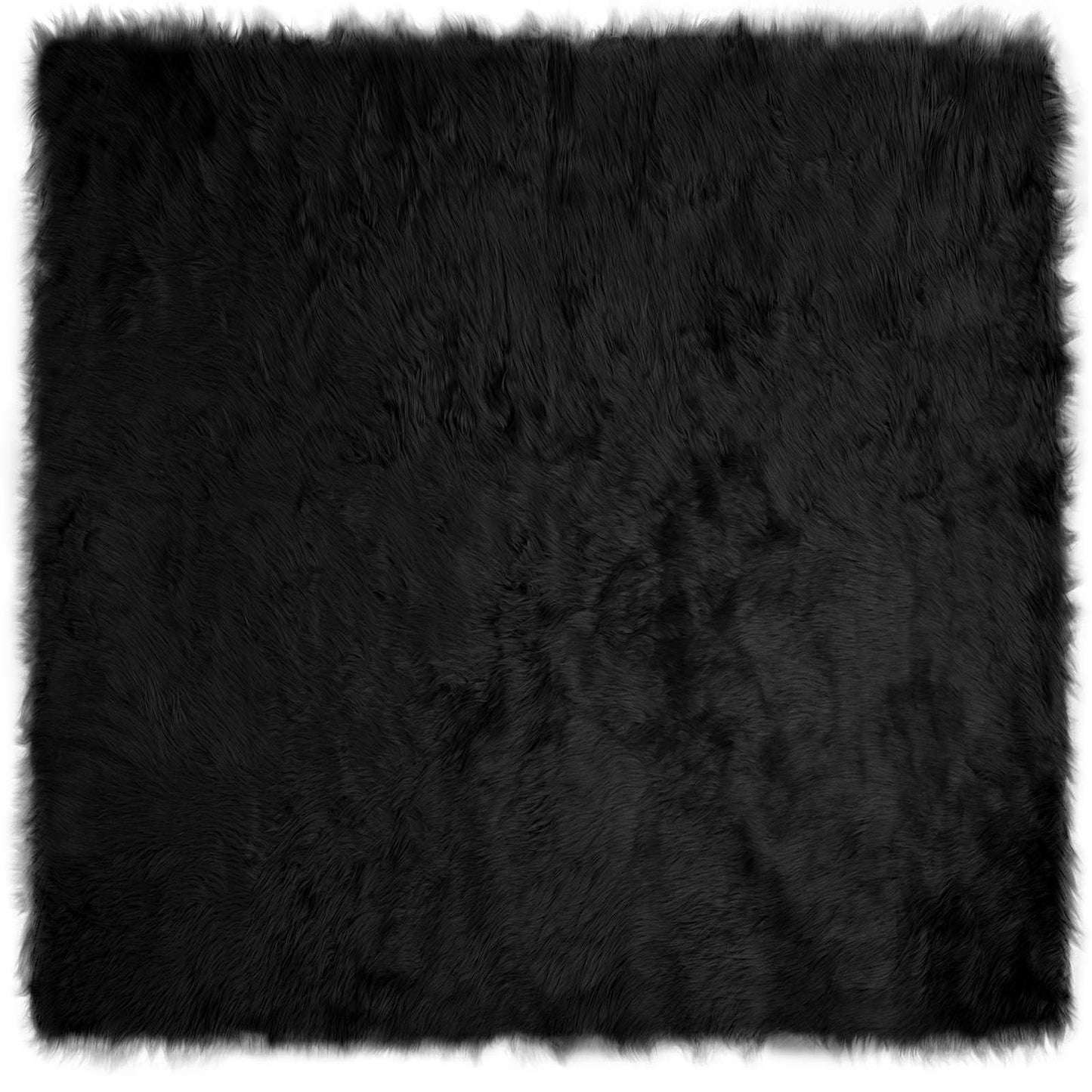 Fuskobbel lammeskindstæppe TAFALLA Sort 120 x 120 cm Polyester