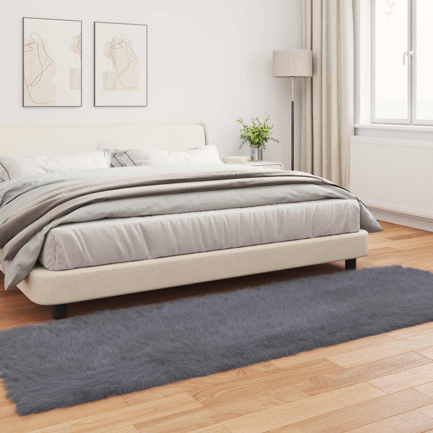 Fuskobbel lammeskindstæppe TAFALLA Antracit 80 x 250 cm