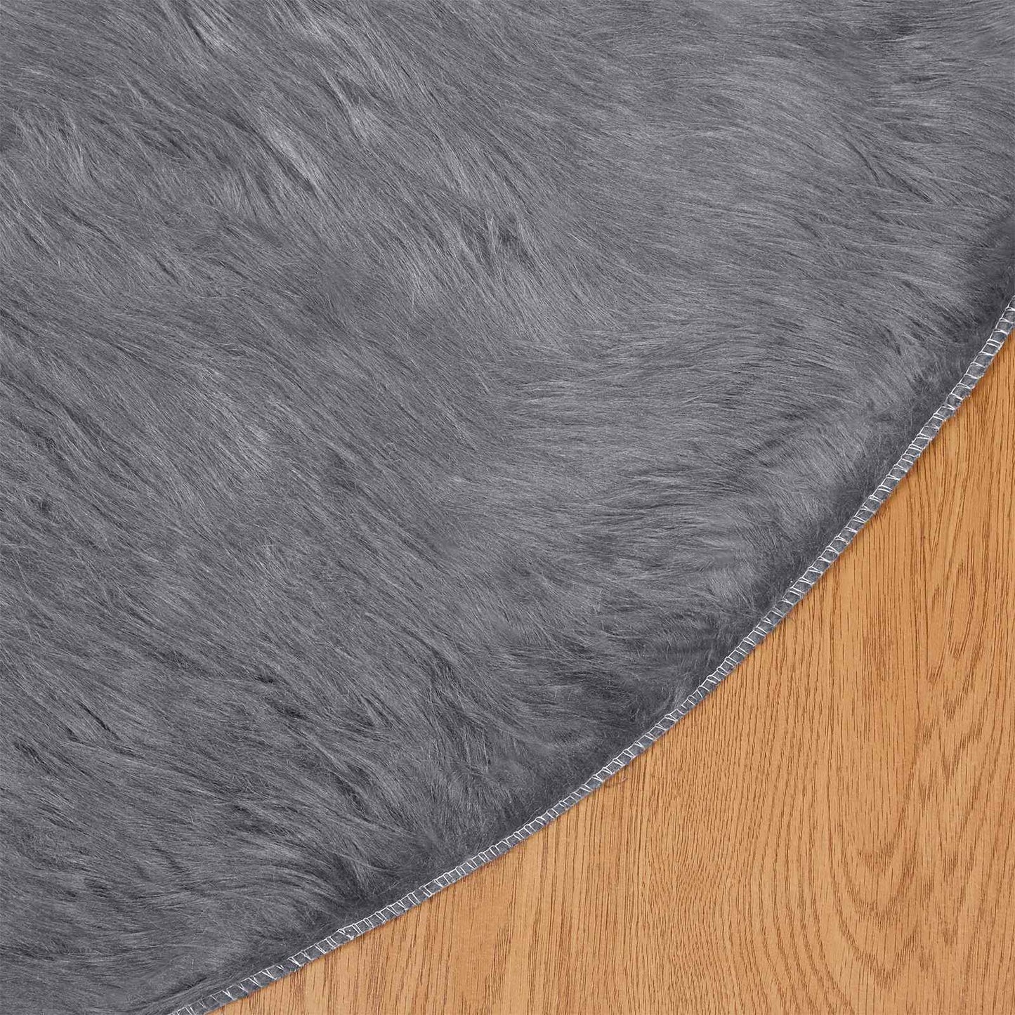 Fuskobbel lammeskindstæppe TAFALLA Antracit Ø 200 cm Polyester