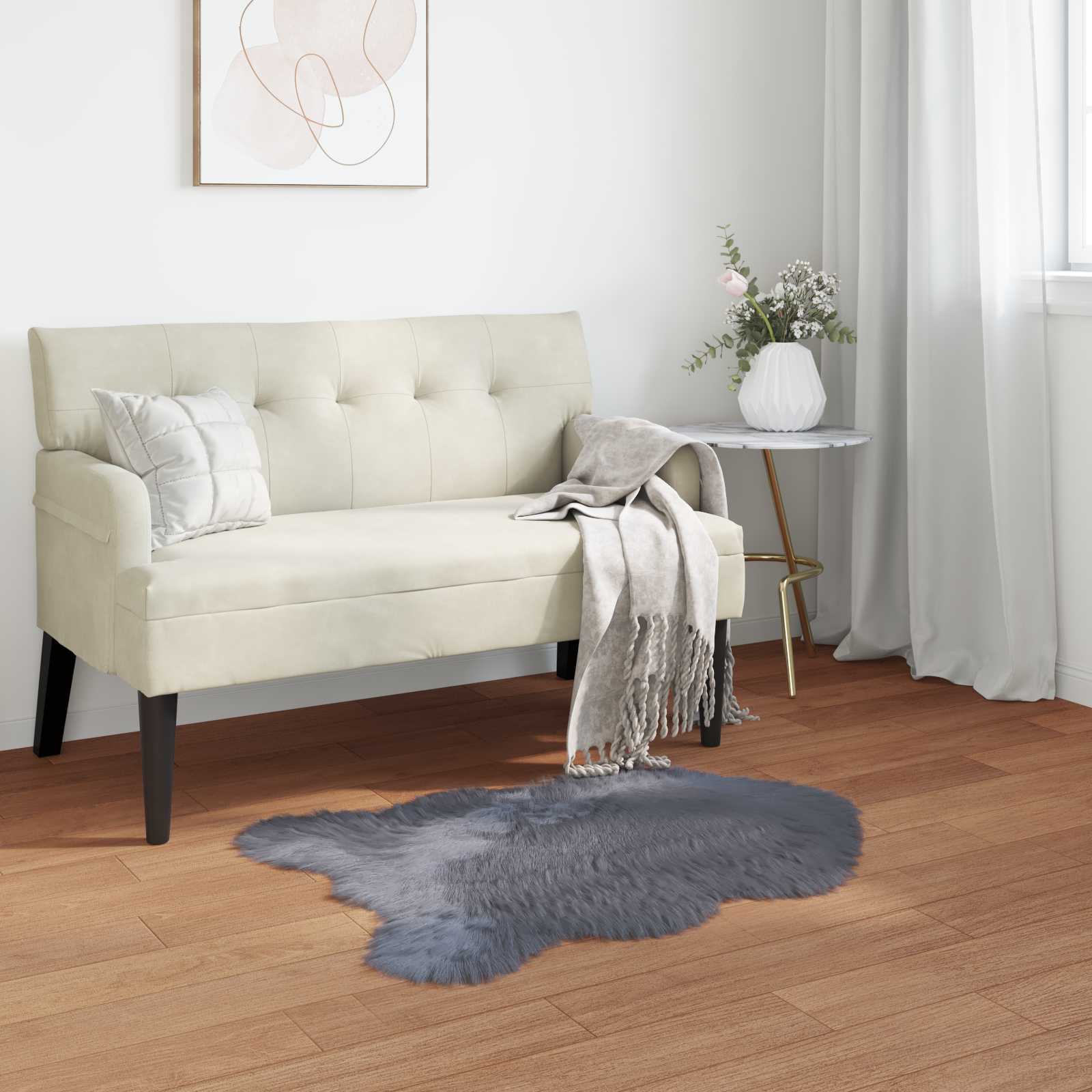 Fuskobbel lammeskindstæppe TAFALLA Antracit 80 x 120 cm billede