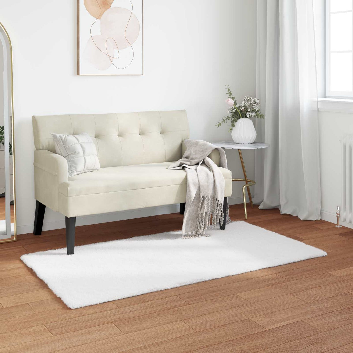 Skridsikker tæppe af kunstig kaninpels OLITE Hvid 60 x 110 cm