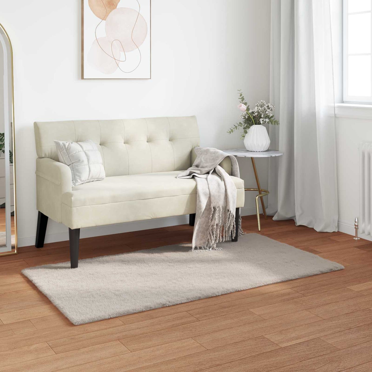 Skridsikker tæppe af kunstig kaninpels OLITE Beige 60 x 110 cm