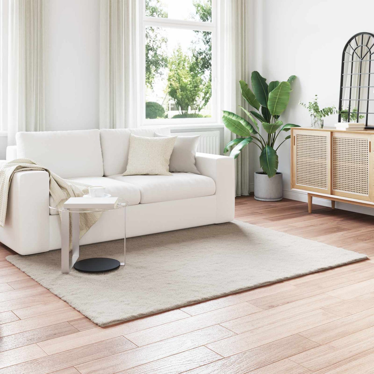 Skridsikker tæppe af kunstig kaninpels OLITE Beige 120 x 170 cm