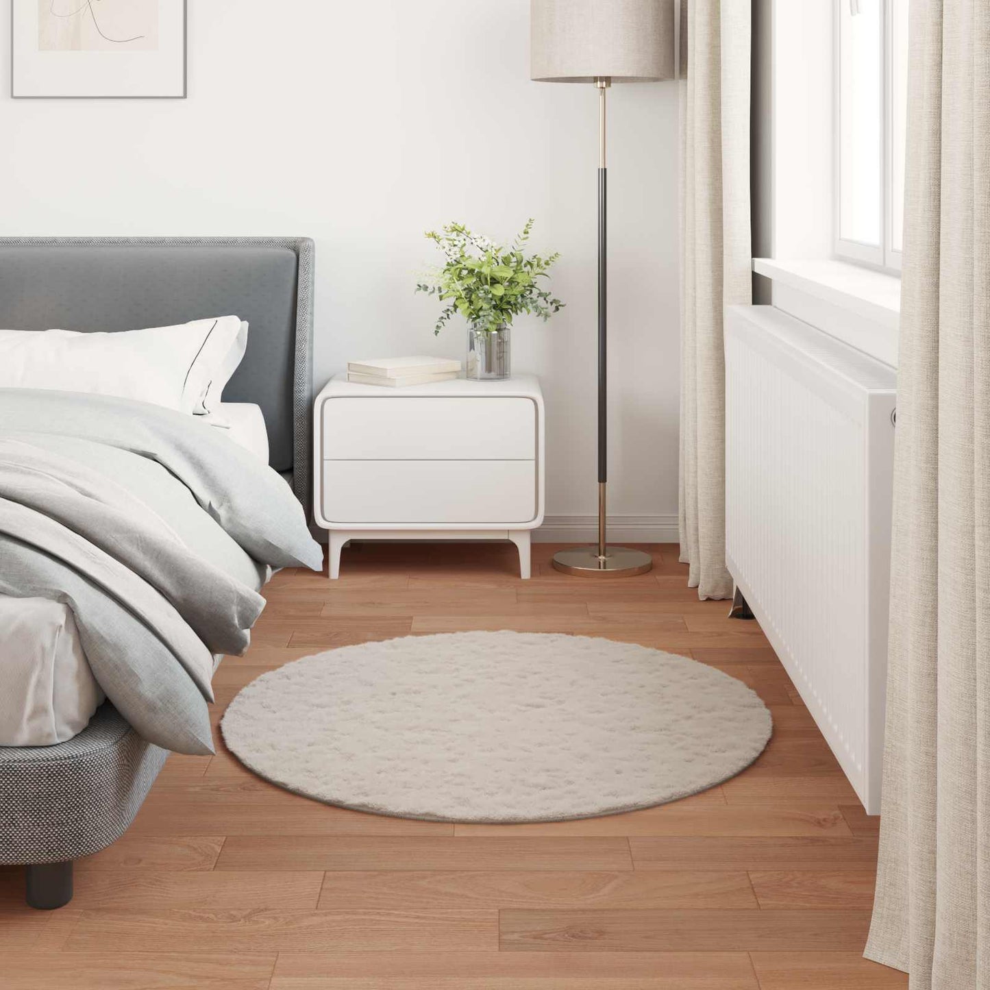 Skridsikker tæppe af kunstig kaninpels OLITE Beige Ø 100 cm
