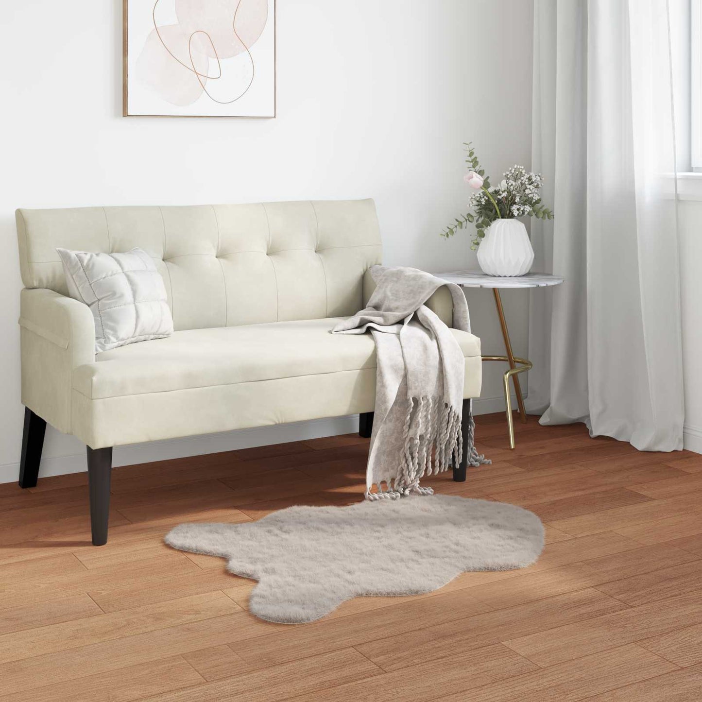 Skridsikker tæppe af kunstig kaninpels OLITE Beige 80 x 120 cm