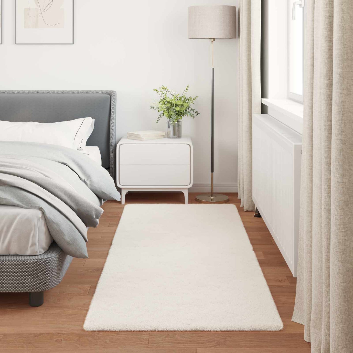 Skridsikker tæppe af kunstig kaninpels OLITE Cremefarvet