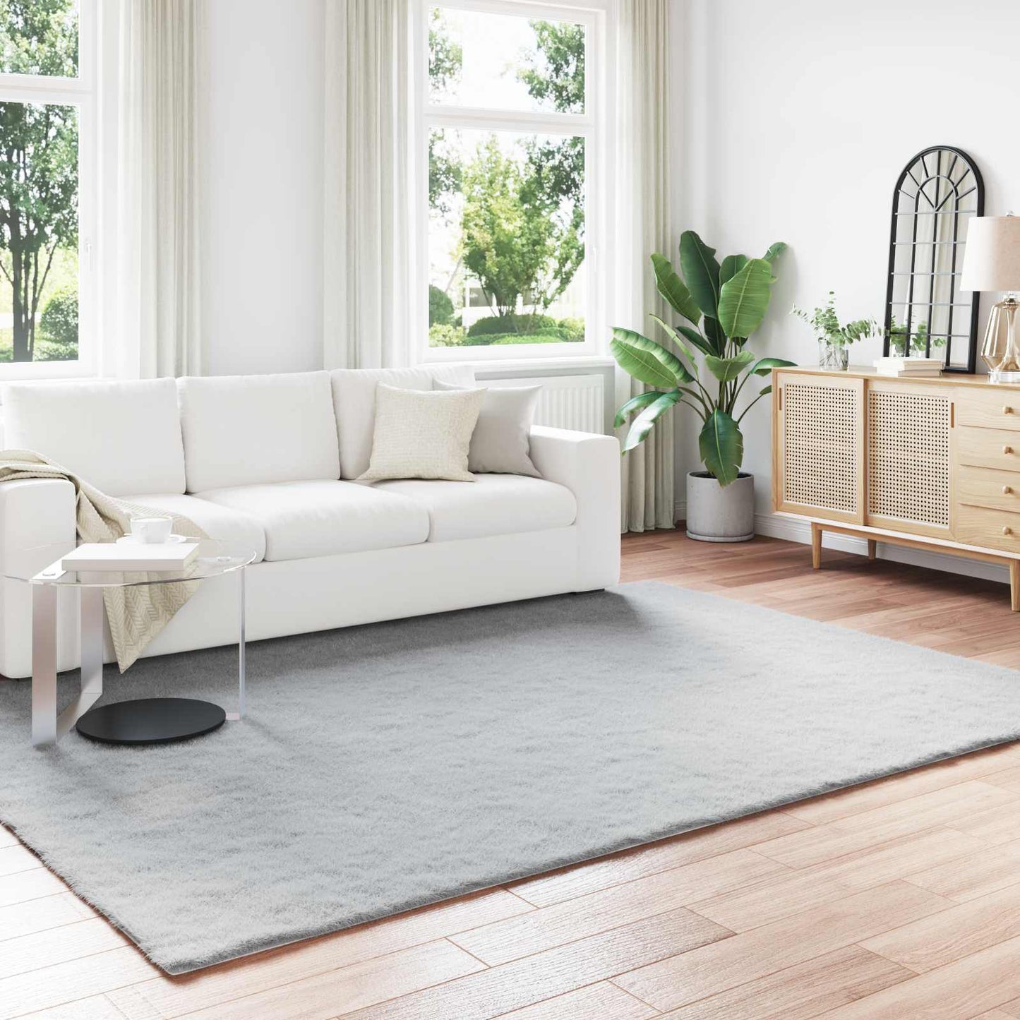 Skridsikker tæppe af kunstig kaninpels OLITE Grå 200 x 280 cm
