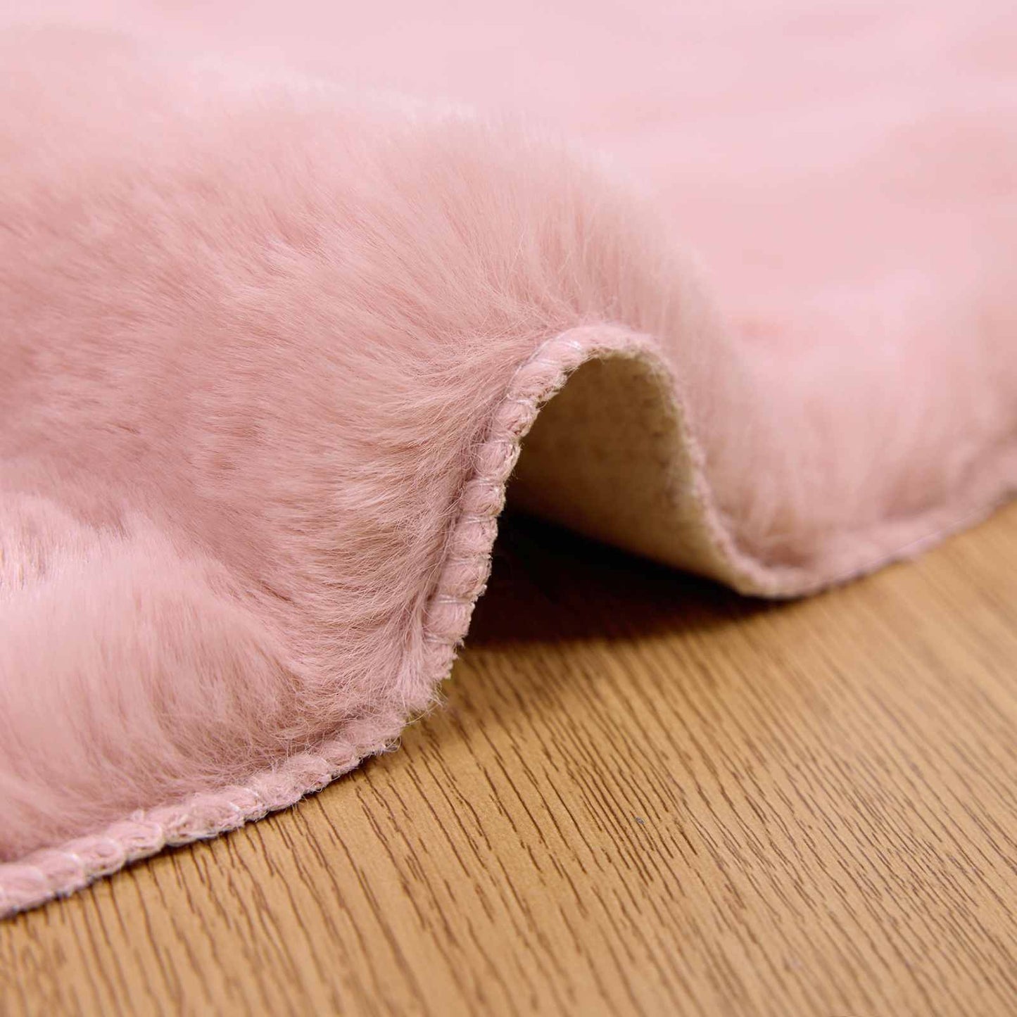 Skridsikker tæppe af kunstig kaninpels OLITE Lyserød Ø 80 cm