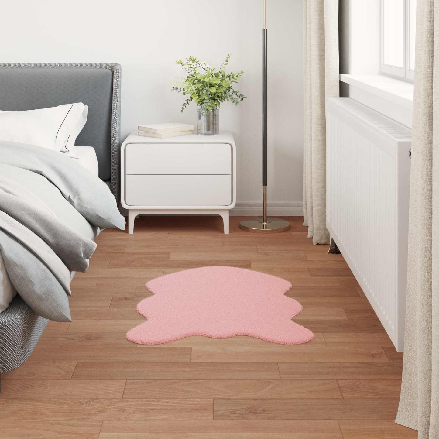 Skridsikker tæppe af kunstig kaninpels OLITE Lyserød 60 x 90 cm