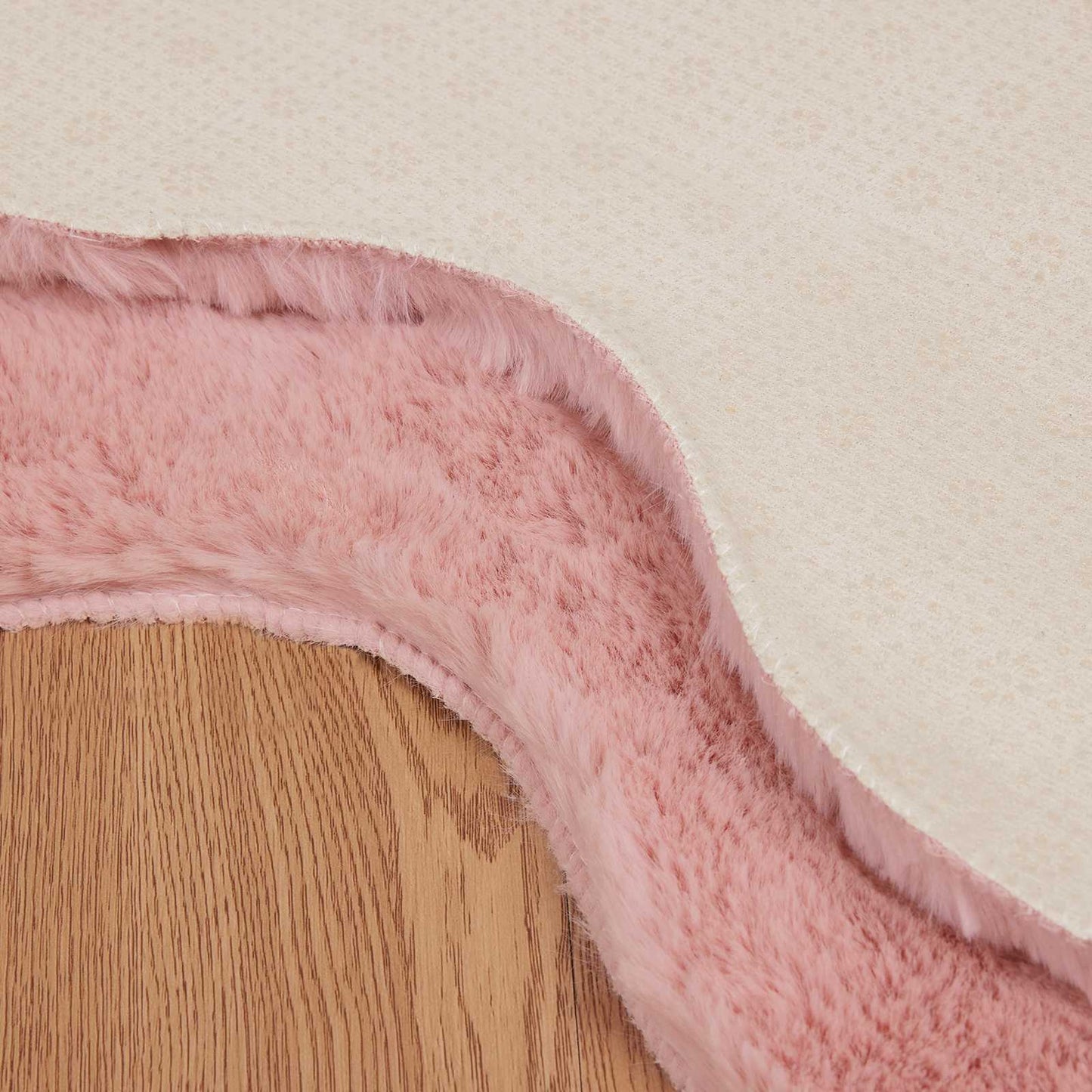 Skridsikker tæppe af kunstig kaninpels OLITE Lyserød Polyester
