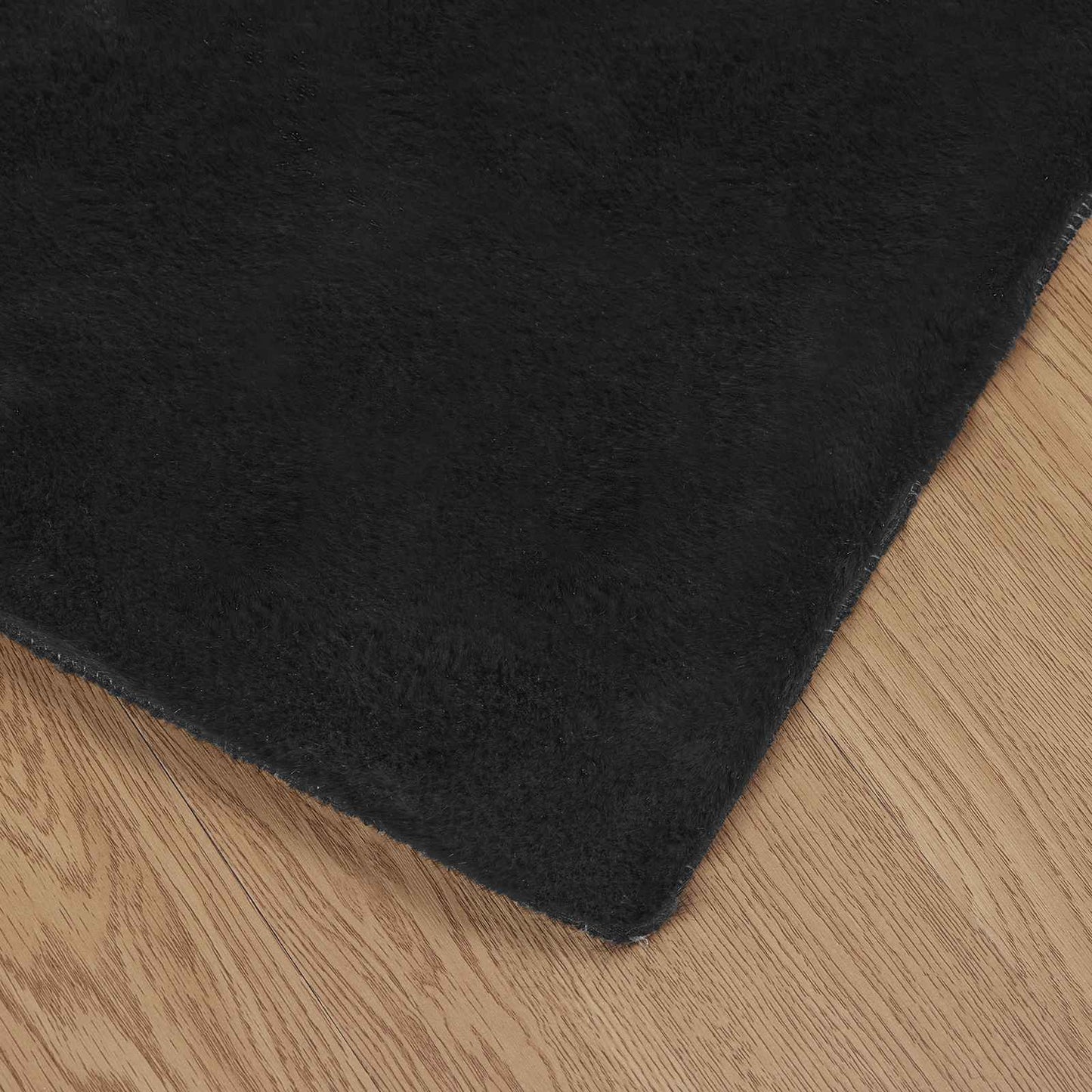 Skridsikker tæppe af kunstig kaninpels OLITE Sort 80 x 200 cm