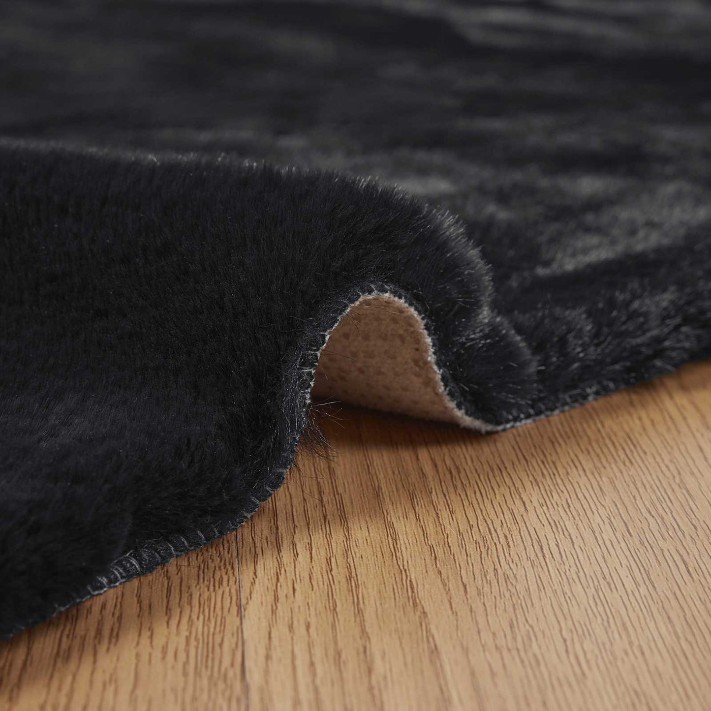 Skridsikker tæppe af kunstig kaninpels OLITE Sort 100 x 200 cm