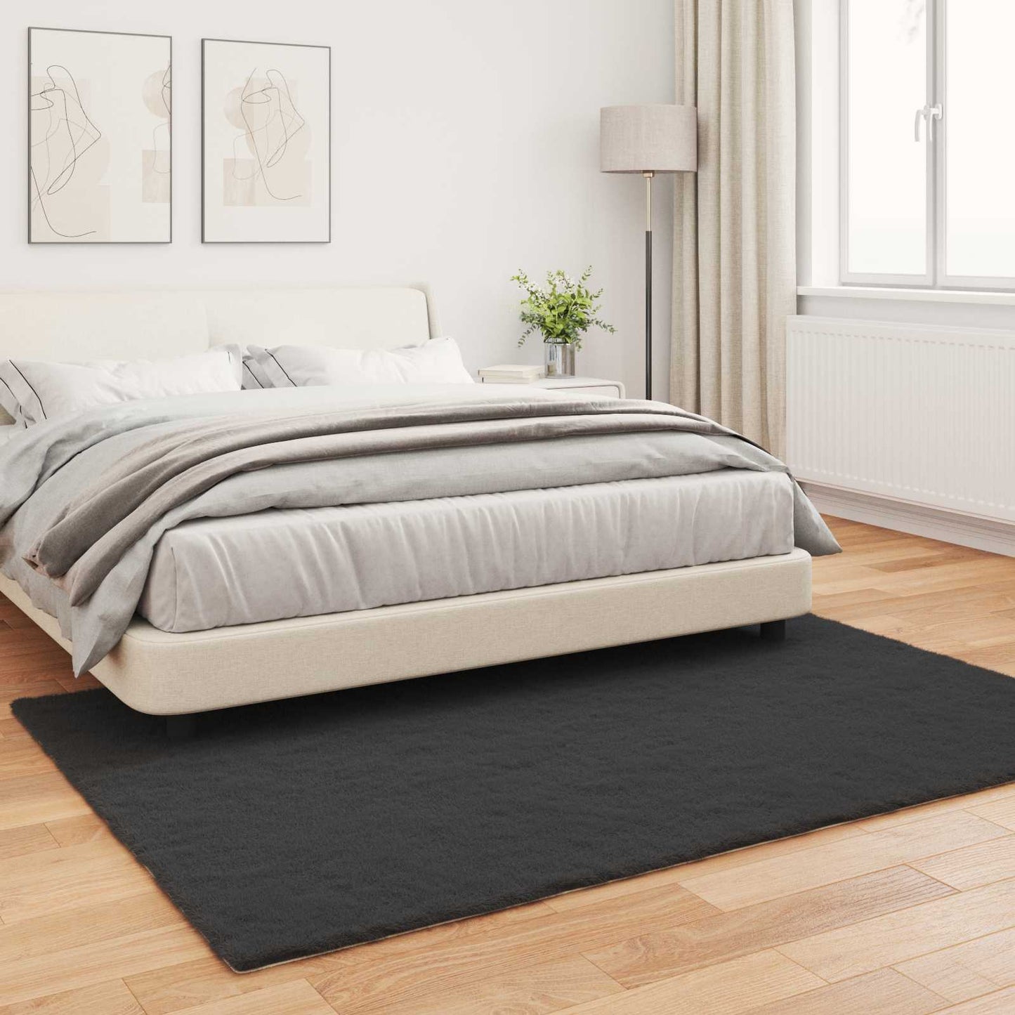 Skridsikker tæppe af kunstig kaninpels OLITE Sort 160 x 230 cm