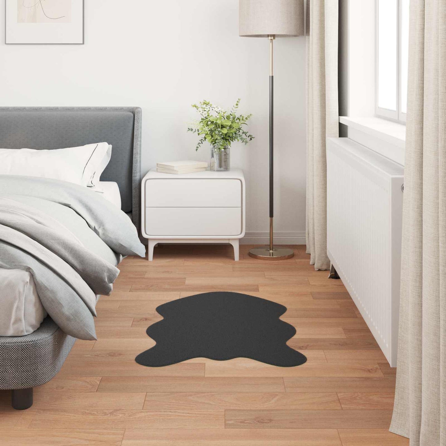 Skridsikker tæppe af kunstig kaninpels OLITE Sort 50 x 80 cm