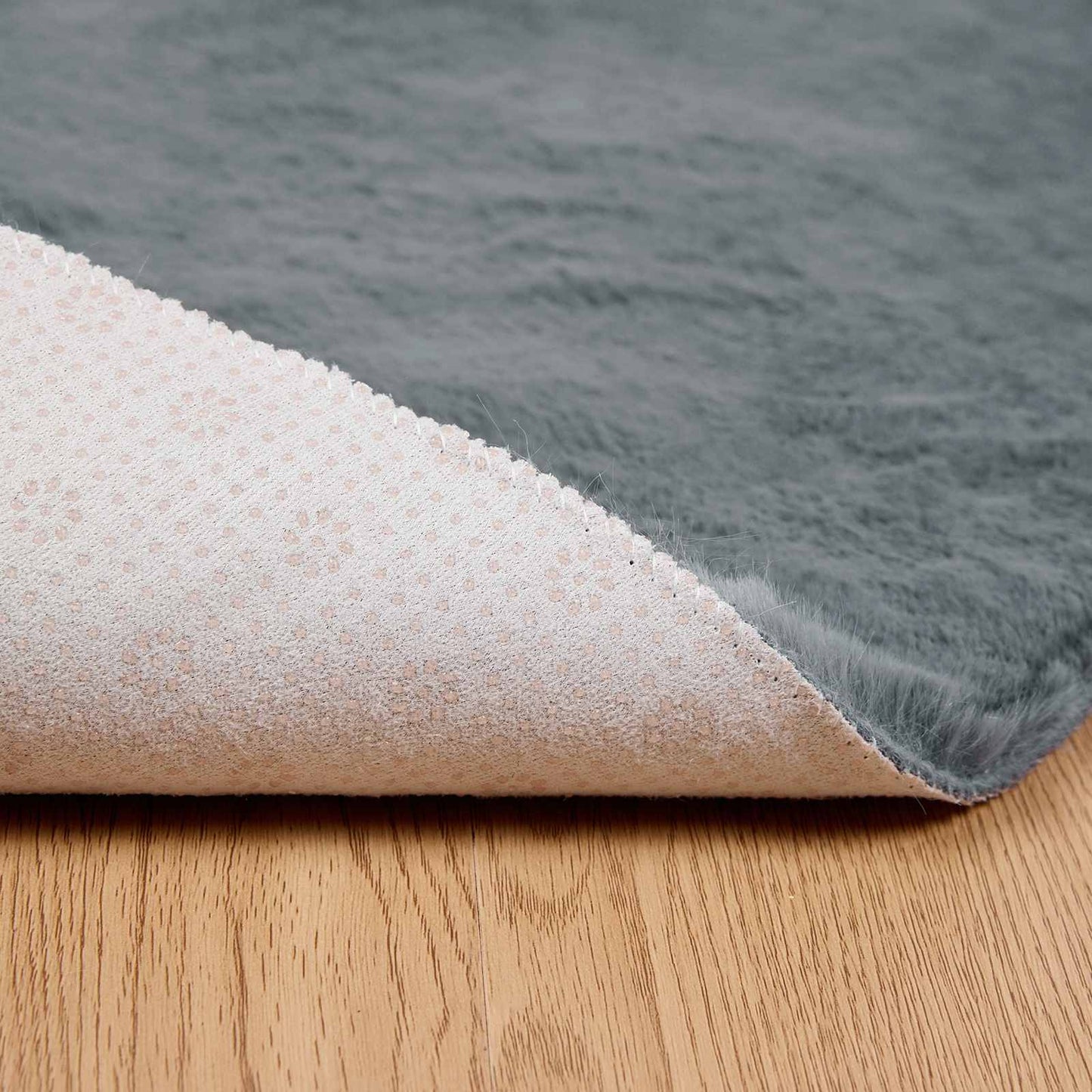 Skridsikker tæppe af kunstig kaninpels OLITE Antracit Ø 100 cm