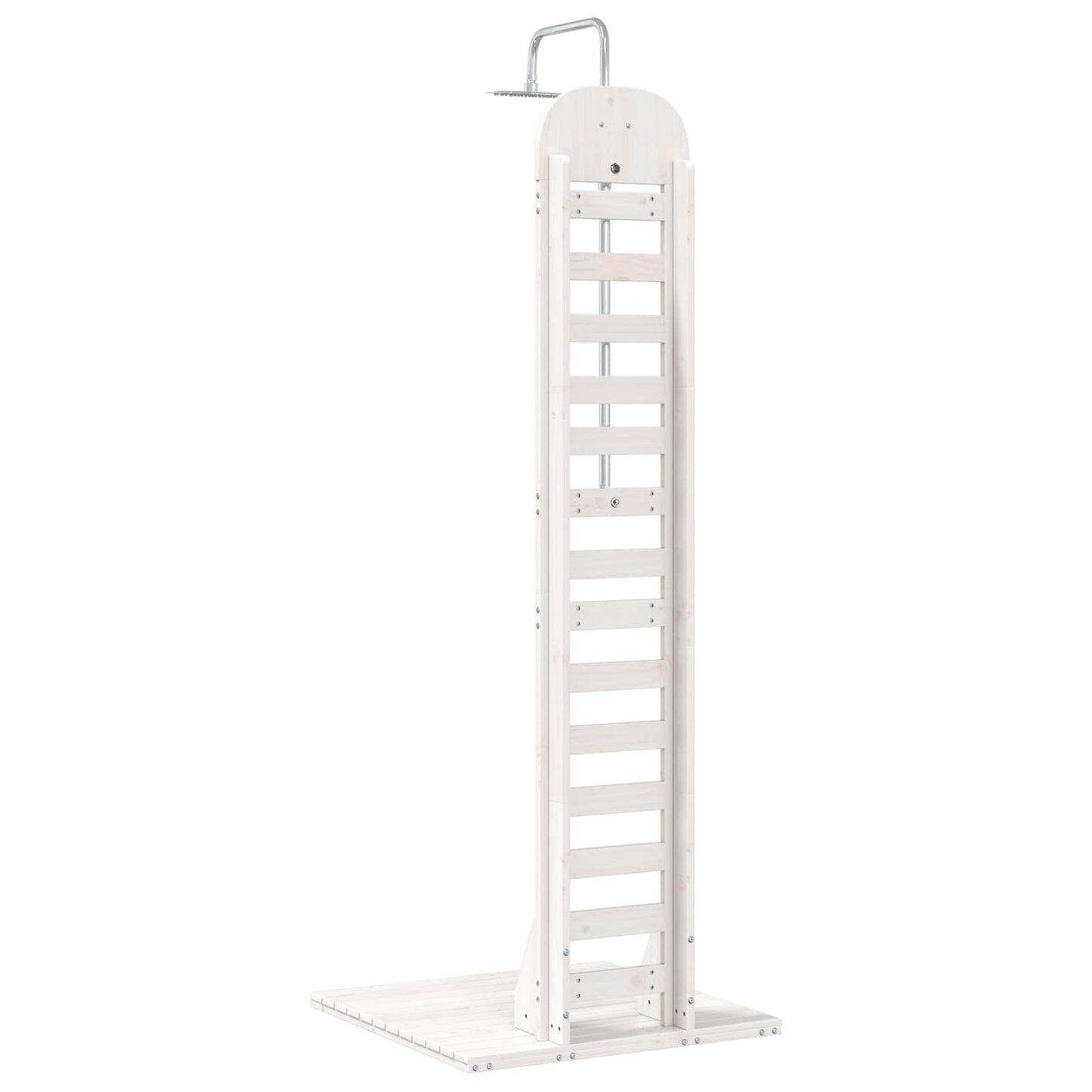 Udendørs bruser 223 cm Massivt fyrretræ og rustfrit stål Hvid