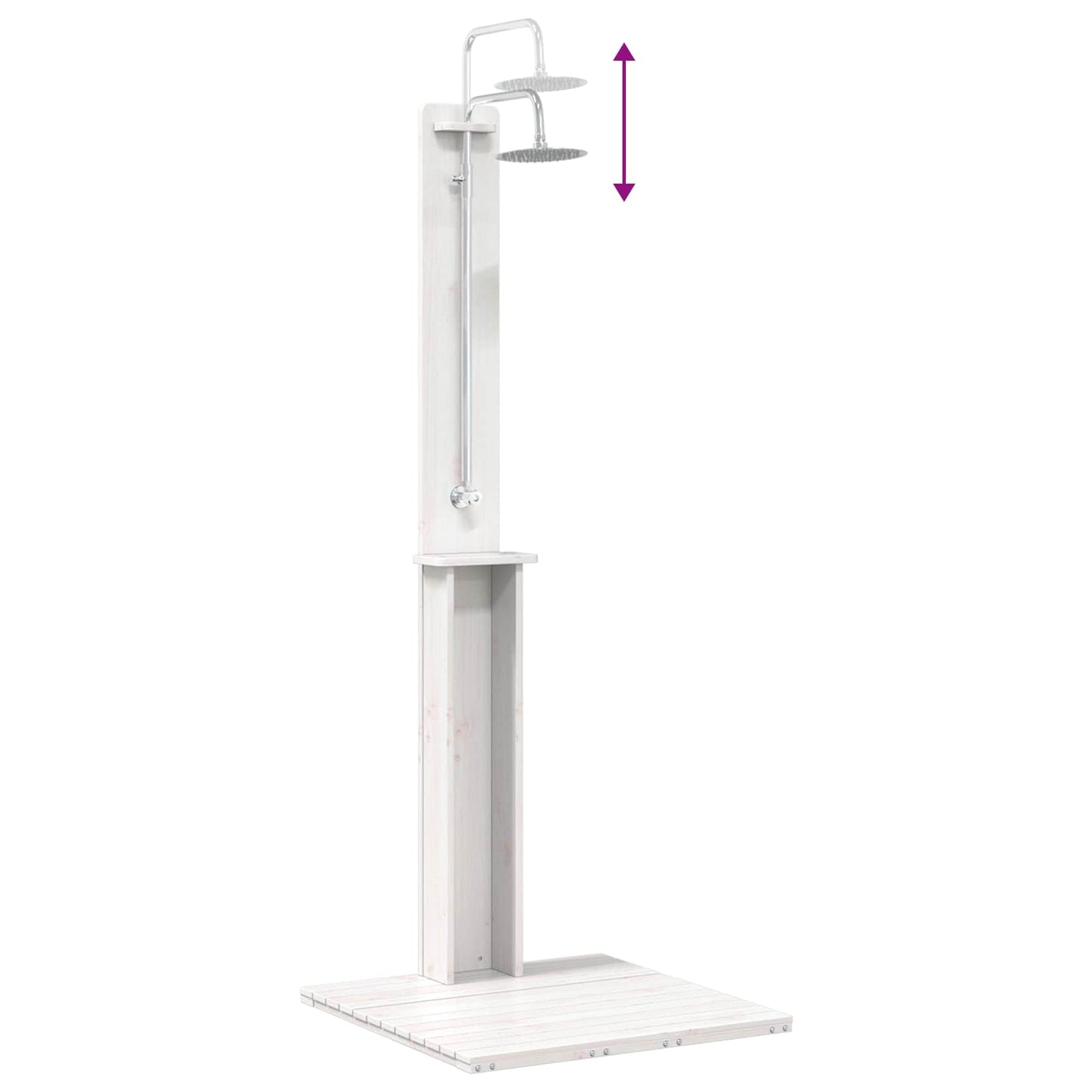 Udendørs bruser 206 cm Massivt fyrretræ og rustfrit stål Hvid