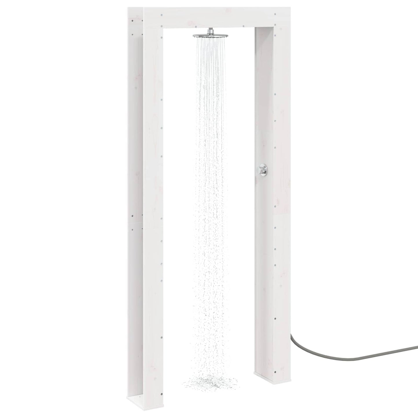 Udendørs bruser 226 cm Massivt fyrretræ og rustfrit stål Hvid