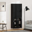 Highboard 2 pcs Sort eg Konstrueret træ og glas