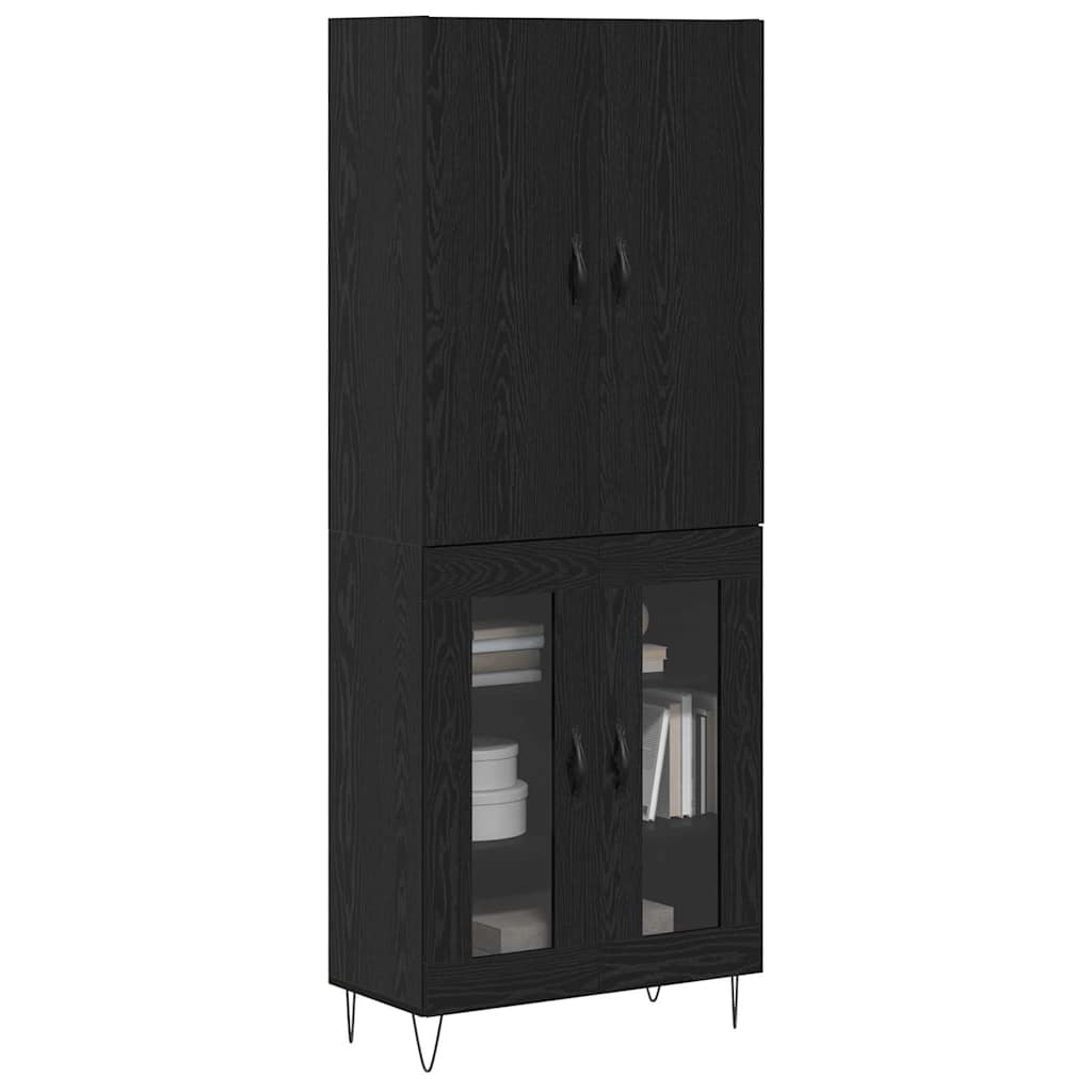 Highboard 2 pcs Sort eg Konstrueret træ og glas