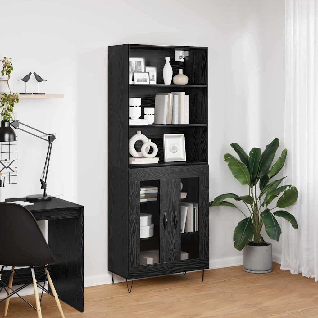 Highboard 2 pcs Sort eg Konstrueret træ