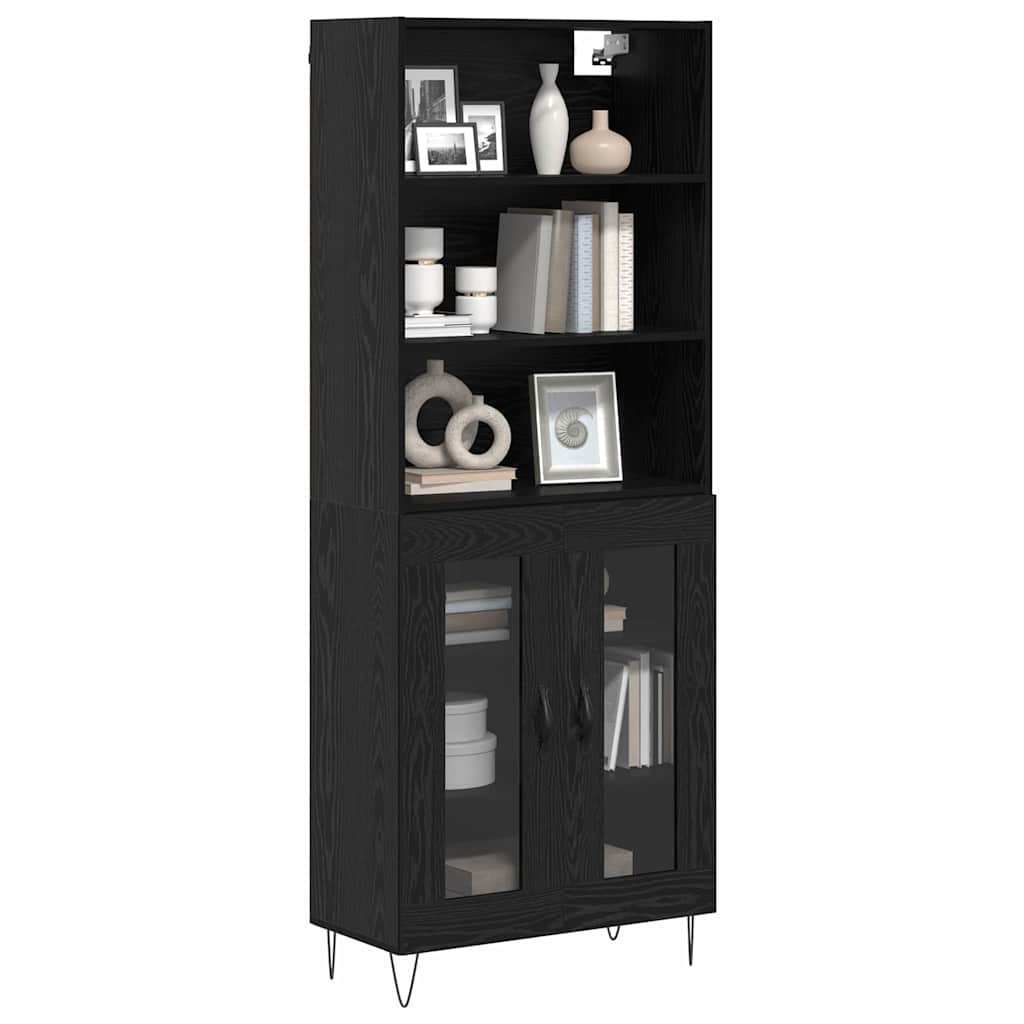 Highboard 2 pcs Sort eg Konstrueret træ