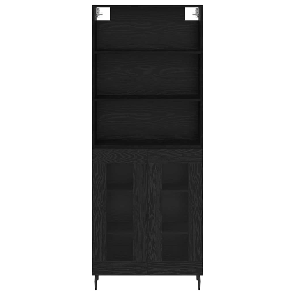 Highboard Sort eg 69,5 x 34 x 180 cm Ingeniørtræ og glas