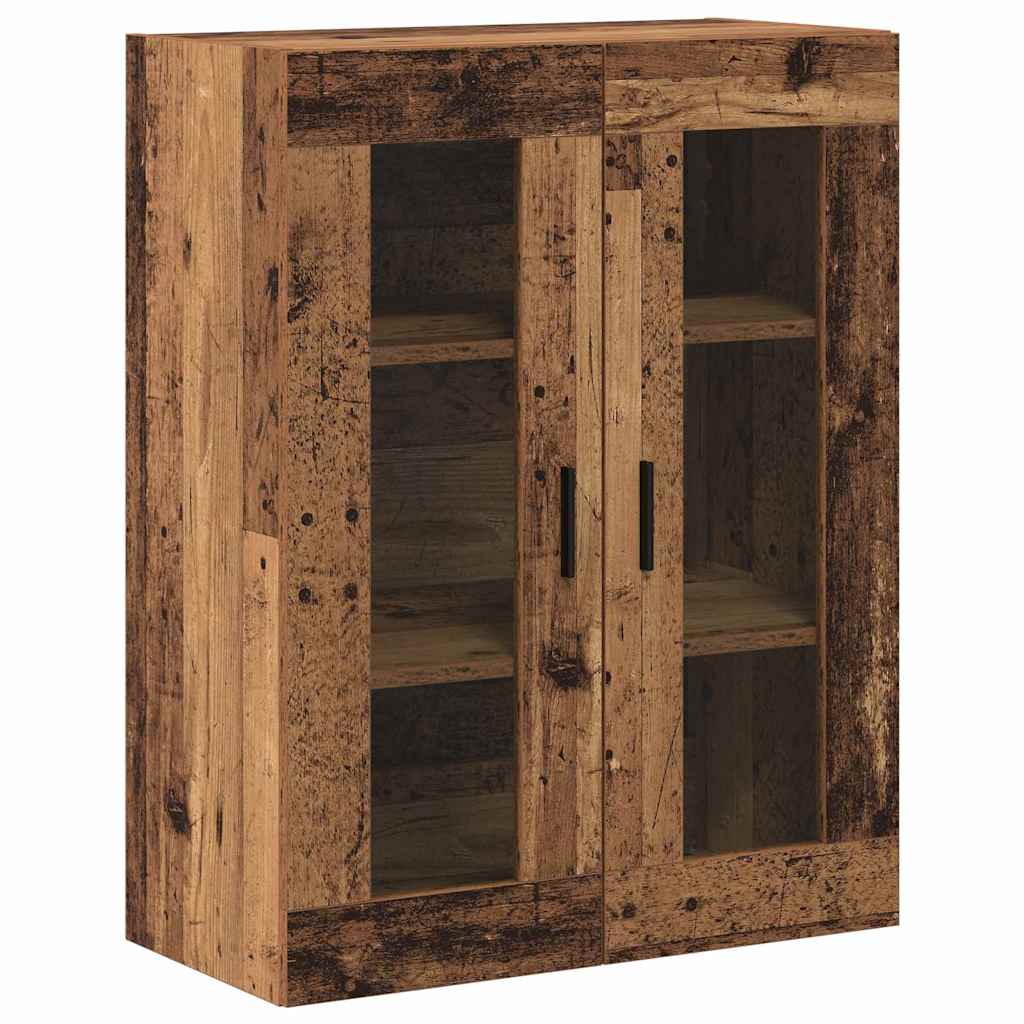 Highboard 2 pcs Gammelt træ Ingeniørtræ og glas