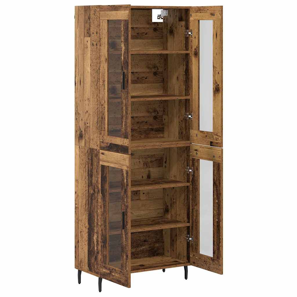 Highboard 2 pcs Gammelt træ Ingeniørtræ og glas
