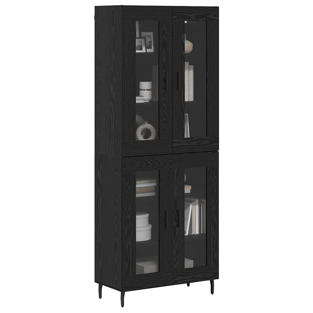 Highboard 2 pcs Sort eg Ingeniørtræ og glas