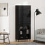 Highboard 2 pcs Sort eg Konstrueret træ