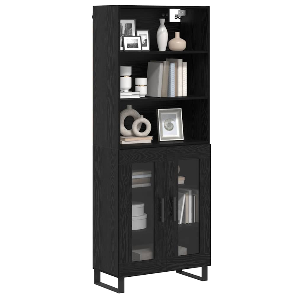 Highboard 2 pcs Sort eg Konstrueret træ