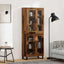 Highboard 2 pcs Gammelt træ Ingeniørtræ og glas