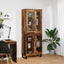 Highboard 2 pcs Gammelt træ Ingeniørtræ og glas