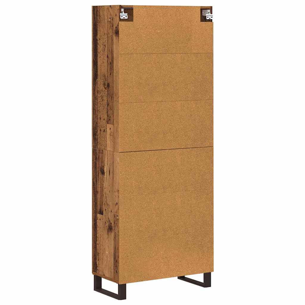 Highboard 2 pcs Gammelt træ Ingeniørtræ og glas