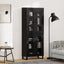Highboard 2 pcs Sort eg Ingeniørtræ og glas