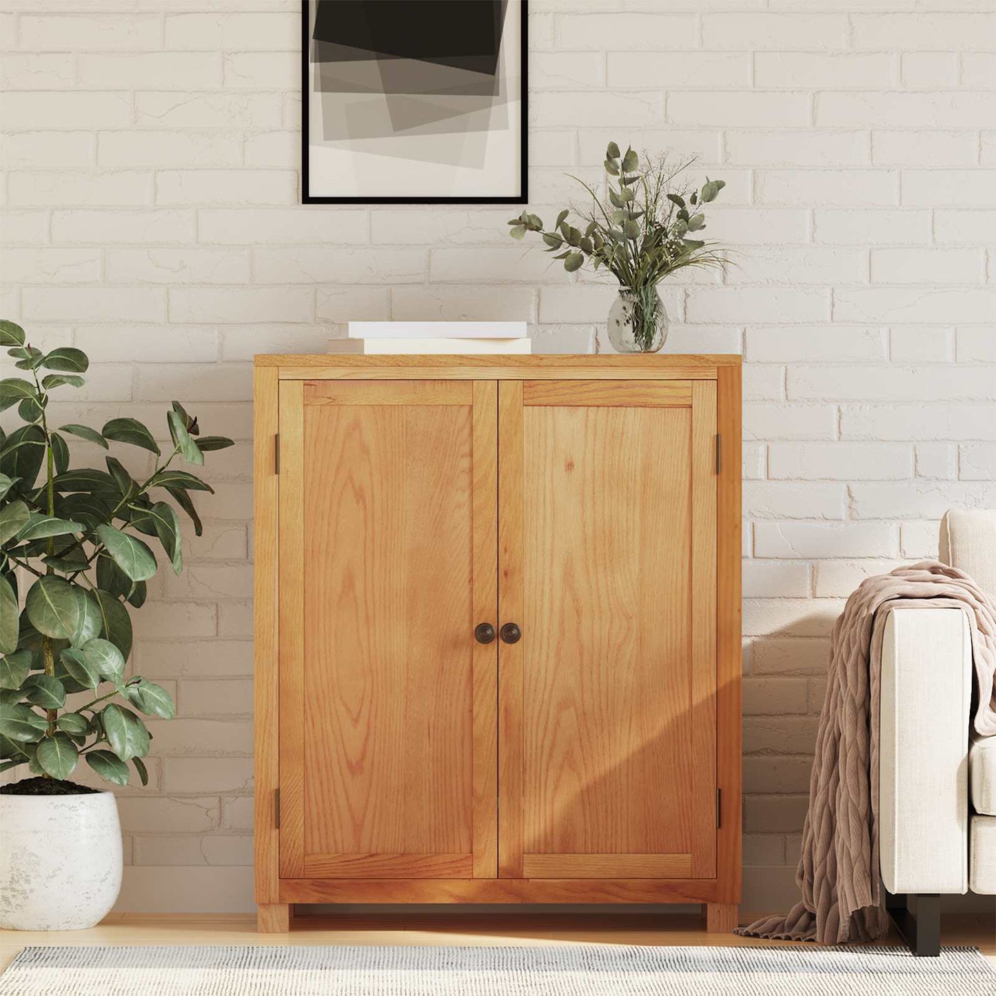Kabinet med opbevaring Brun 80 x 35 x 95 cm Massivt Eg Træ