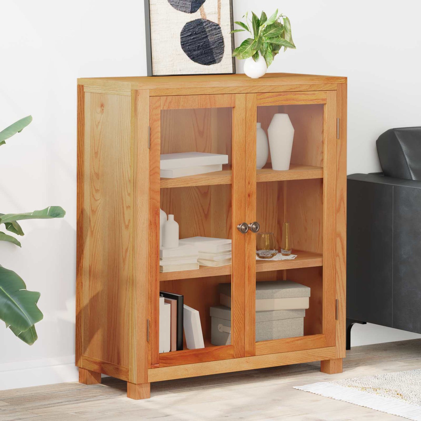 Kabinet med hylde med dør Brun 80 x 35 x 95 cm Massivt Eg Træ