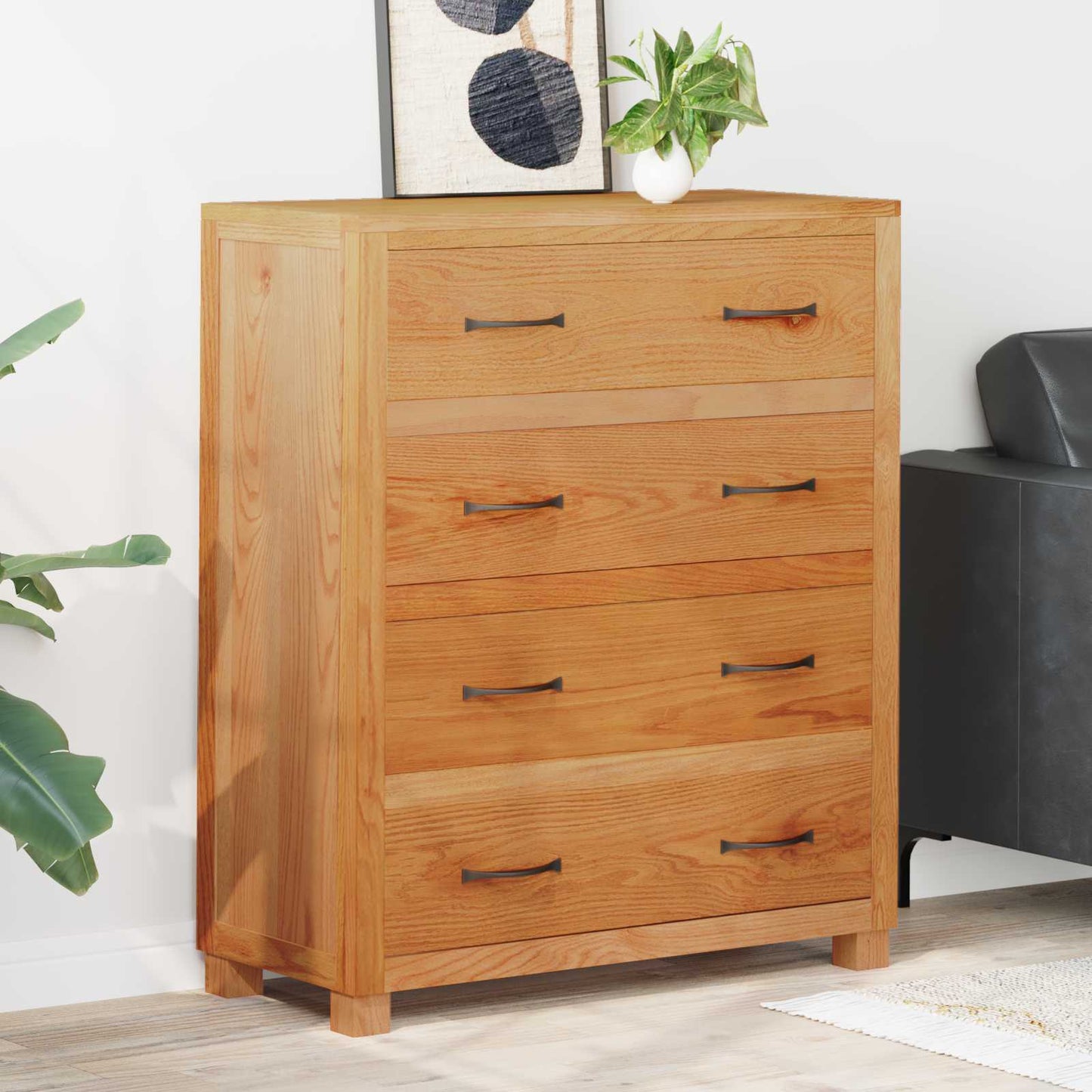 Kabinet med skuffe Brun 80 x 35 x 95 cm Massivt Eg Træ