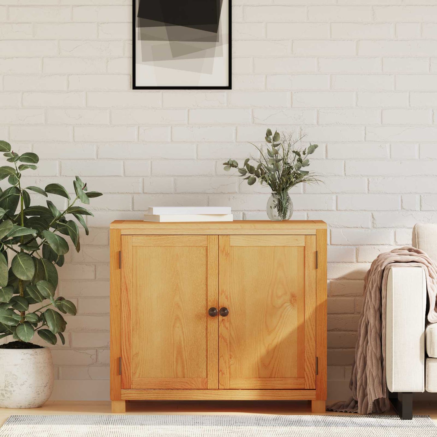 Kabinet med opbevaring Brun 78 x 50 x 70 cm Massivt Eg Træ