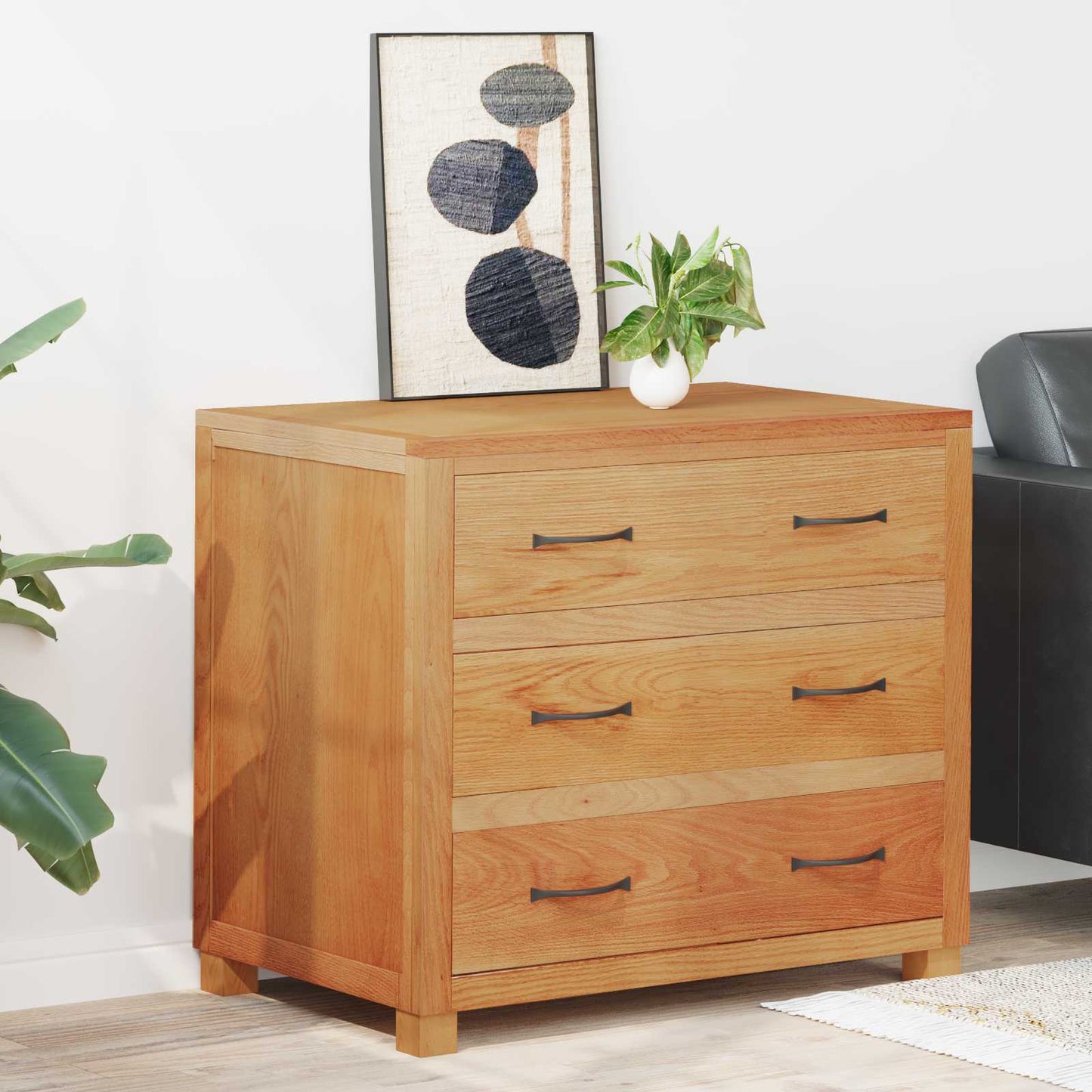Kabinet med skuffe Brun 80 x 50 x 70 cm Massivt Eg Træ
