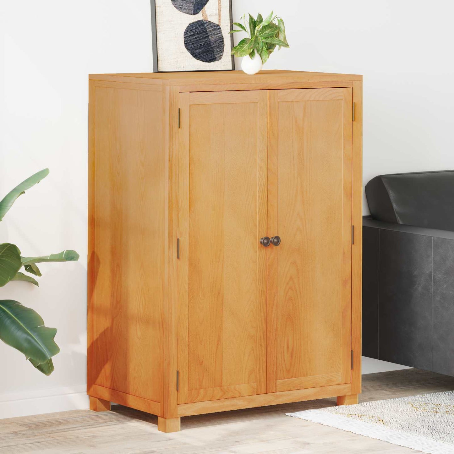 Garderobeskab med dør Brun 80 x 50 x 115 cm Massivt Eg Træ