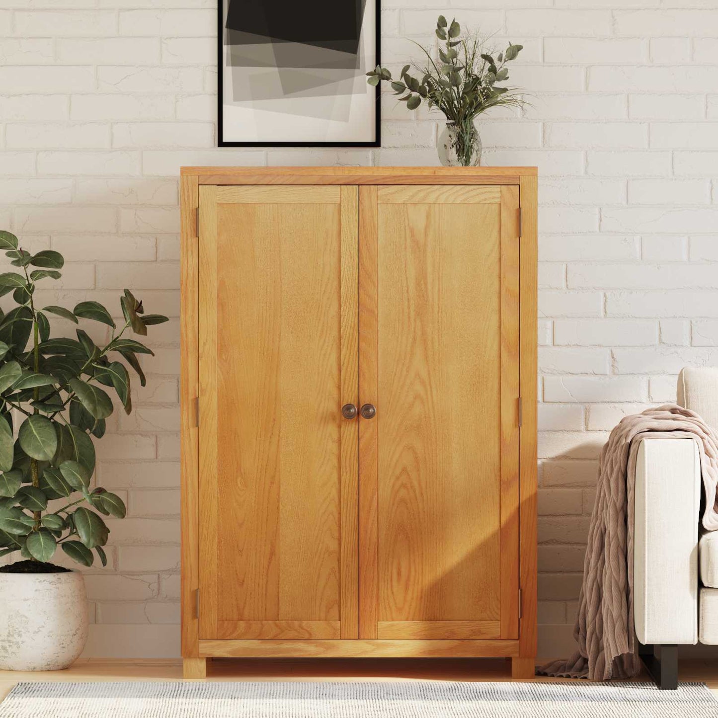 Garderobeskab med dør Brun 80 x 50 x 115 cm Massivt Eg Træ
